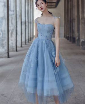 Beautiful Blue Tulle Short/Mini Prom Homecoming Dress
