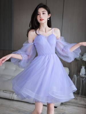 Purple Tulle Sweetheart Short/Mini Prom Homecoming Dress