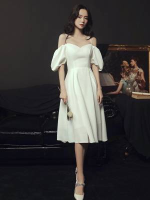 White Sweetheart Short/Mini Simple Prom Bridesmaid Dress
