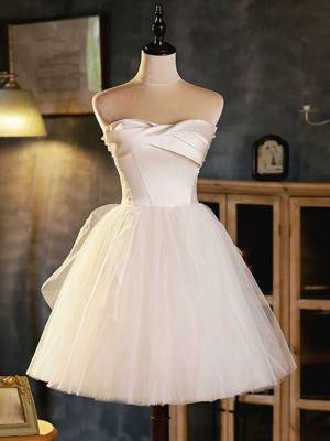 White Tulle Sweetheart Short/Mini Prom Homecoming Dress