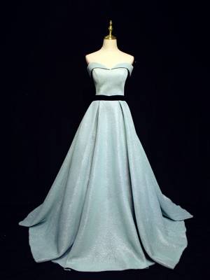 Blue A-line Long Prom Formal Evening Dress