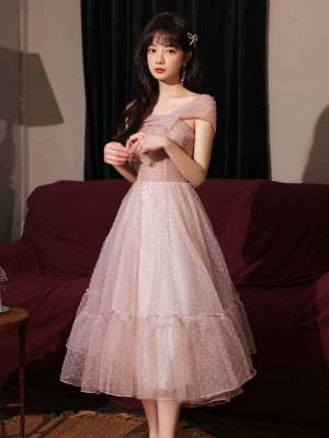 Pink One Shoulder Short/Mini Cute Prom Homecoming Dress