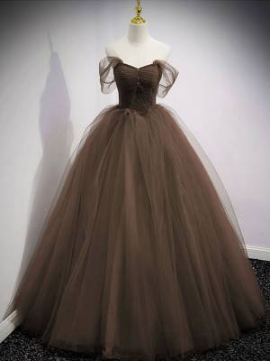 Lace Tulle Sweetheart Off-the-shoulder Unique Long Prom Evening Dress