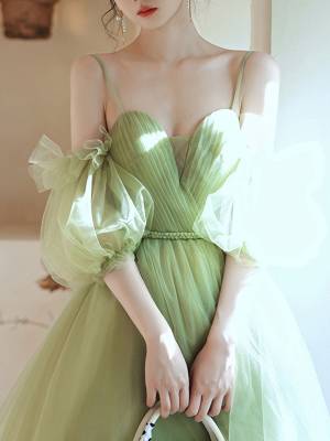 Green Tulle Short/Mini Simple Prom Homecoming Dress