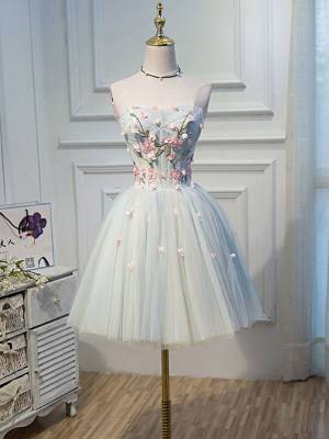 Tulle Lace With Applique Short/Mini Cute Prom Homecoming Dress