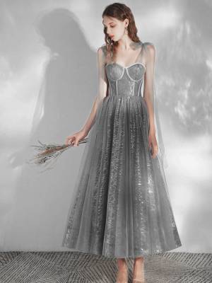 Gray Tulle Sweetheart Short/Mini Prom Homecoming Dress