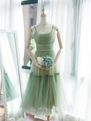 Green Tulle A-line Short/Mini Simple Prom Homecoming Dress