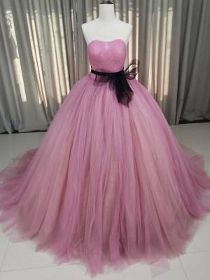Pink Tulle Sweetheart Long Prom Formal Sweet 16 Dress