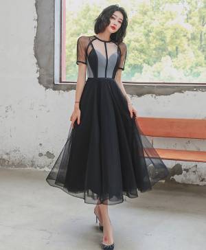 Black Tulle A-line Short/Mini Prom Homecoming Dress