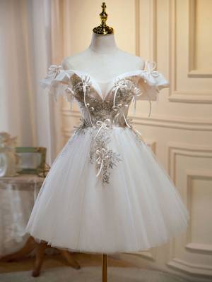 Beige Sweetheart A-line Short/Mini Prom Homecoming Dress