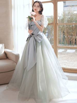 Green Tulle Long Prom Formal Party Dress