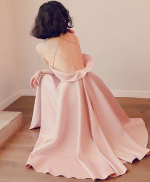 Pink Satin Short/Mini Backless Prom Homecoming Dress