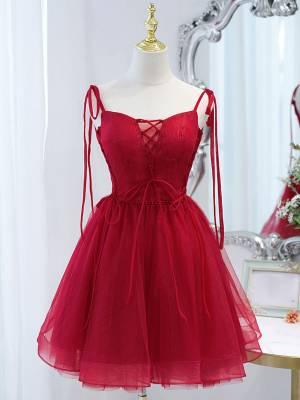 Red Tulle Lace Short/Mini Prom Homecoming Dress