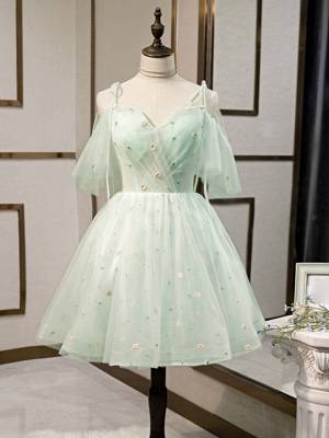Green Tulle Sweetheart Short/Mini Simple Prom Homecoming Dress