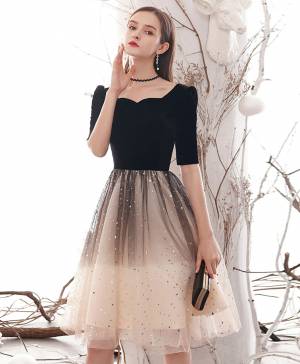 Champagne Tulle With Sequin Short/Mini Prom Homecoming Dress