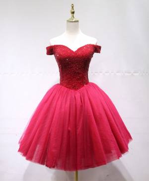 Simple Tulle Short Lace Homecoming Dress With Beading