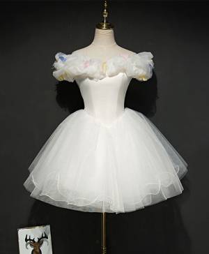 White Tulle Ball Gown Short/Mini Cute Prom Homecoming Dress