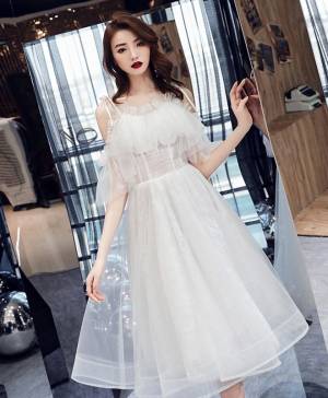 White Tulle Short/Mini Prom Homecoming Dress