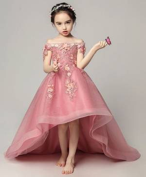 Pink Tulle Lace Cute Flower Girl Dress