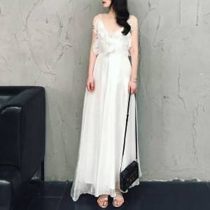 White Long Beach Party Prom Dress
