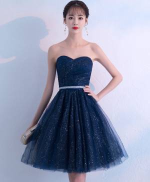 Dark/Blue Tulle Sweetheart Short/Mini Prom Homecoming Dress
