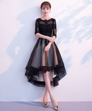 Black Tulle Lace Short/Mini Prom Bridesmaid Dress