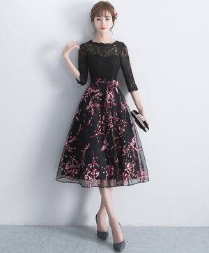 Black Lace Tulle Short/Mini Prom Bridesmaid Dress