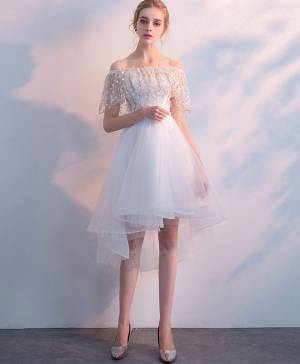 White Tulle Lace Short/Mini Prom Homecoming Dress