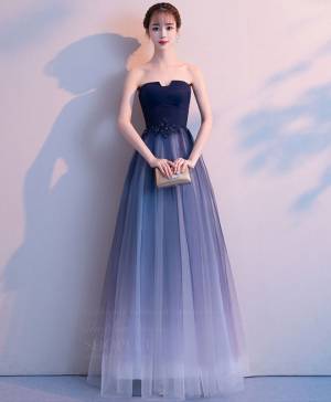 Tulle Simple Long Prom Bridesmaid Dress