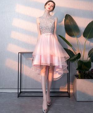 Pink Tulle With Sequin Short/Mini Prom Homecoming Dress
