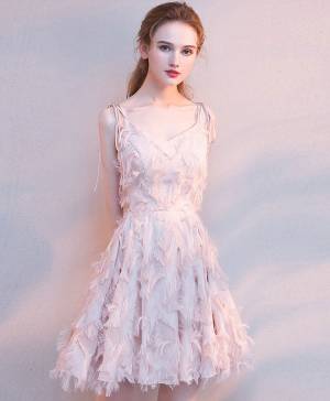 Pink V-neck Short/Mini Prom Homecoming Dress
