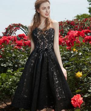 Black Lace Sweetheart Simple Prom Homecoming Dress