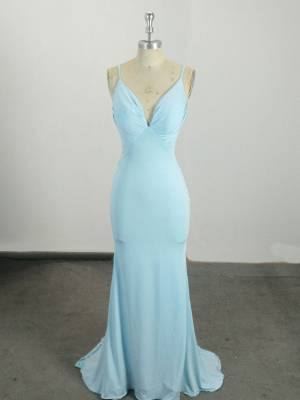 Blue Simple Long Mermaid Prom Evening Dress