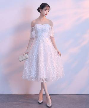 White Lace Sweetheart Short/Mini Prom Homecoming Dress