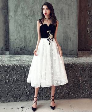 Black/White Short/Mini Cute Prom Homecoming Dress