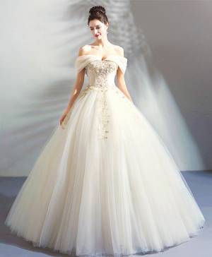 White Tulle Off-the-shoulder Long Prom Evening Dress