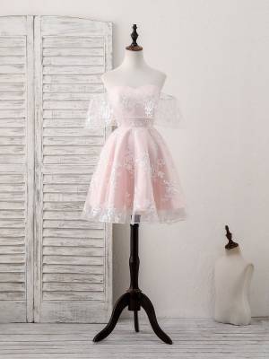 Pink Tulle Lace Sweetheart Short/Mini Prom Homecoming Dress