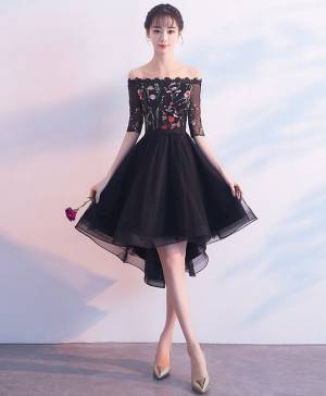 Black Tulle Lace Short/Mini Prom Evening Dress