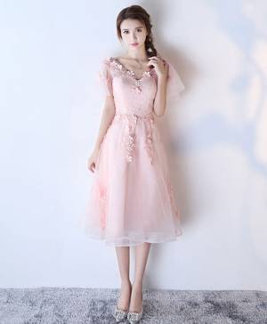 Lace V-neck Short/Mini Cute Prom Evening Dress