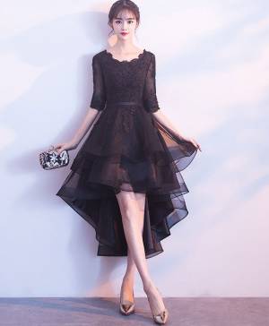 Black Tulle Lace Short/Mini Cute Prom Bridesmaid Dress