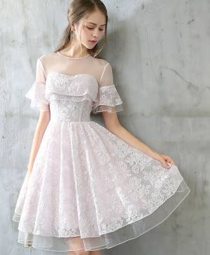 Tulle Lace Short/Mini Cute Prom Homecoming Dress