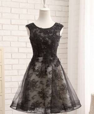 Black Lace Short/Mini Prom Homecoming Dress