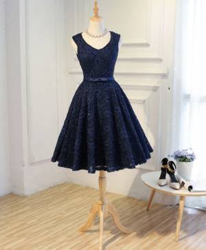 Dark/Blue Lace Short/Mini Prom Homecoming Dress