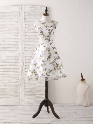 Tulle Round Neck Short/Mini Cute Prom Bridesmaid Dress