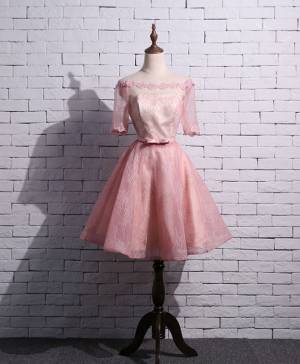 Pink Lace Short/Mini Prom Homecoming Dress