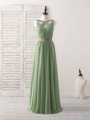 Green Chiffon Simple Long Prom Bridesmaid Dress