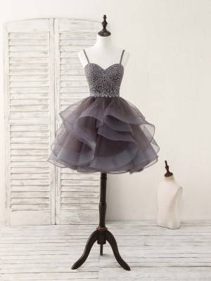 Tulle Sweetheart With Beads Short/Mini Unique Cute Prom Homecoming Dress