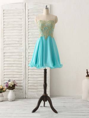 Green Lace With Applique Short/Mini Cute Prom Homecoming Dress
