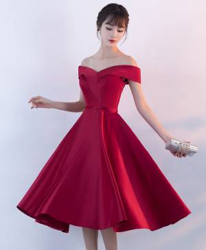 Burgundy V-neck Short/Mini Prom Homecoming Dress