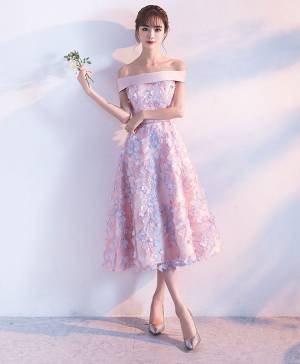 Pink Lace Short/Mini Cute Prom Evening Dress
